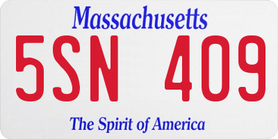 MA license plate 5SN409