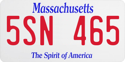 MA license plate 5SN465