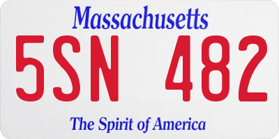 MA license plate 5SN482