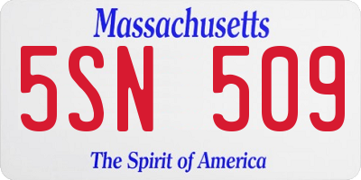 MA license plate 5SN509