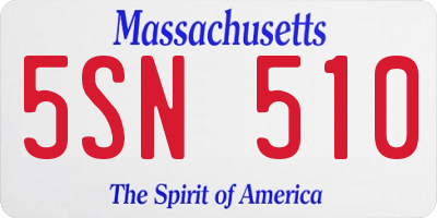 MA license plate 5SN510