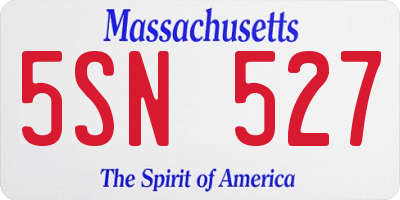 MA license plate 5SN527