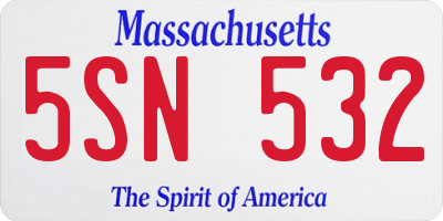MA license plate 5SN532