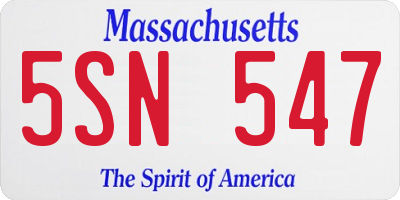 MA license plate 5SN547