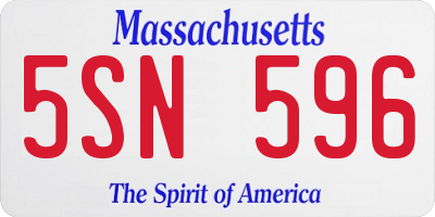 MA license plate 5SN596
