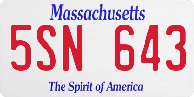 MA license plate 5SN643
