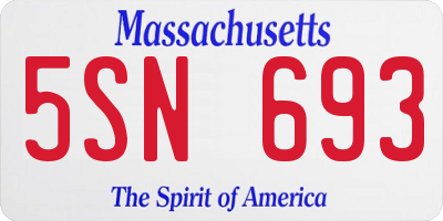 MA license plate 5SN693