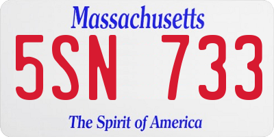 MA license plate 5SN733