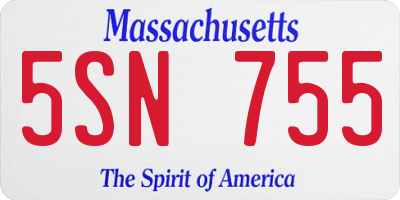 MA license plate 5SN755