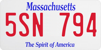MA license plate 5SN794