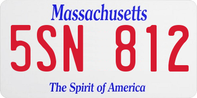 MA license plate 5SN812