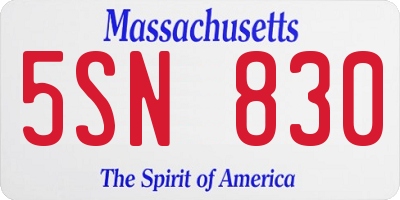MA license plate 5SN830