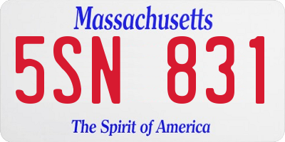MA license plate 5SN831