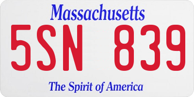 MA license plate 5SN839