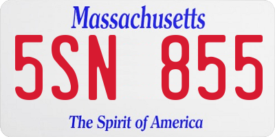 MA license plate 5SN855