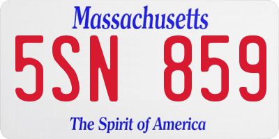 MA license plate 5SN859