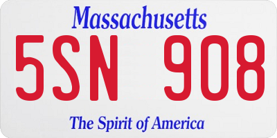 MA license plate 5SN908