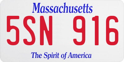 MA license plate 5SN916