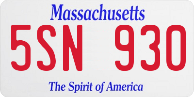 MA license plate 5SN930