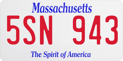 MA license plate 5SN943