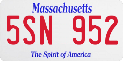 MA license plate 5SN952