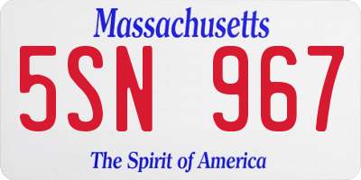 MA license plate 5SN967