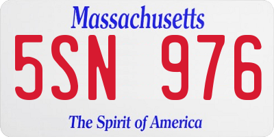 MA license plate 5SN976