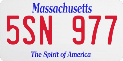 MA license plate 5SN977
