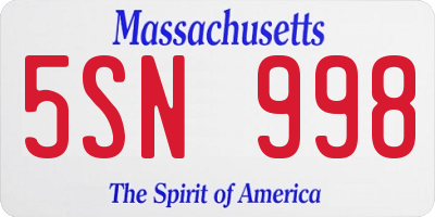 MA license plate 5SN998
