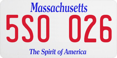 MA license plate 5SO026