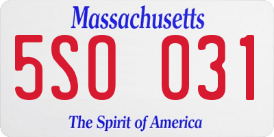 MA license plate 5SO031