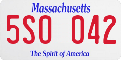 MA license plate 5SO042