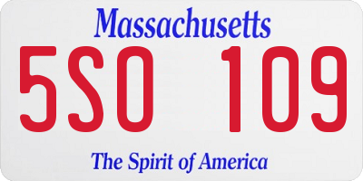 MA license plate 5SO109