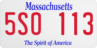 MA license plate 5SO113