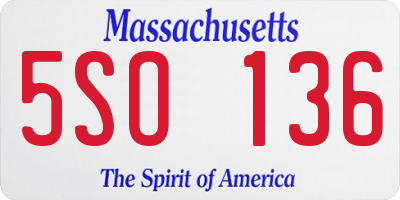 MA license plate 5SO136