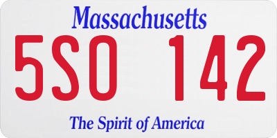 MA license plate 5SO142