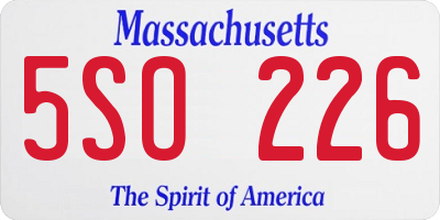 MA license plate 5SO226