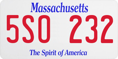 MA license plate 5SO232