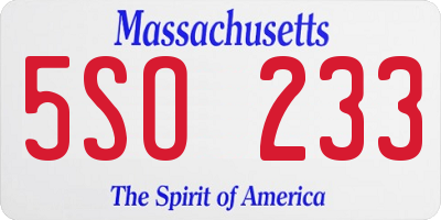 MA license plate 5SO233