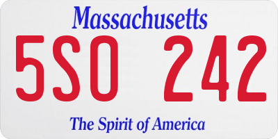MA license plate 5SO242