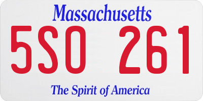 MA license plate 5SO261