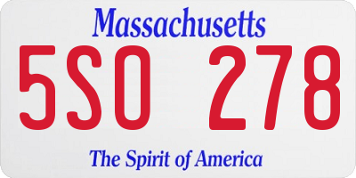 MA license plate 5SO278