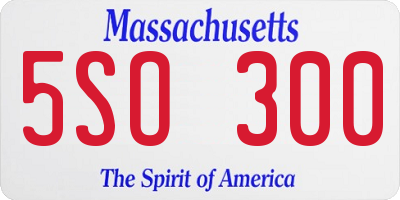 MA license plate 5SO300