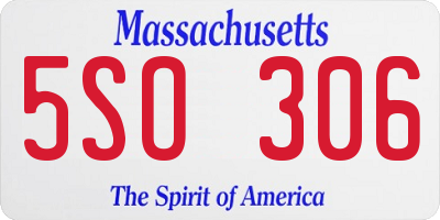 MA license plate 5SO306