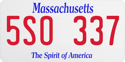 MA license plate 5SO337