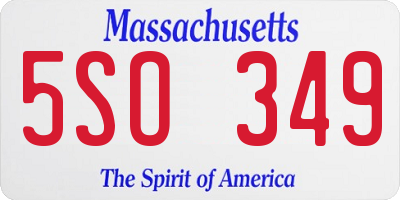 MA license plate 5SO349