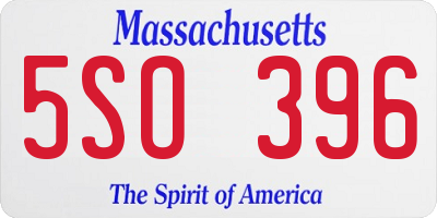 MA license plate 5SO396