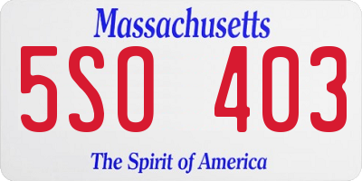MA license plate 5SO403