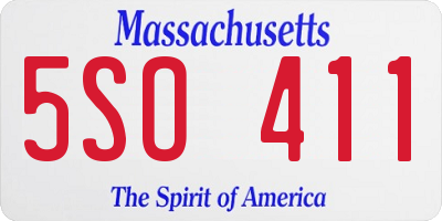 MA license plate 5SO411
