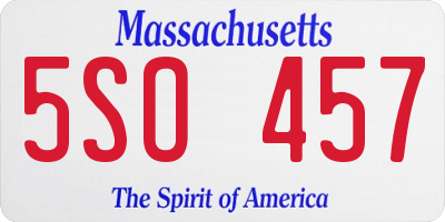 MA license plate 5SO457